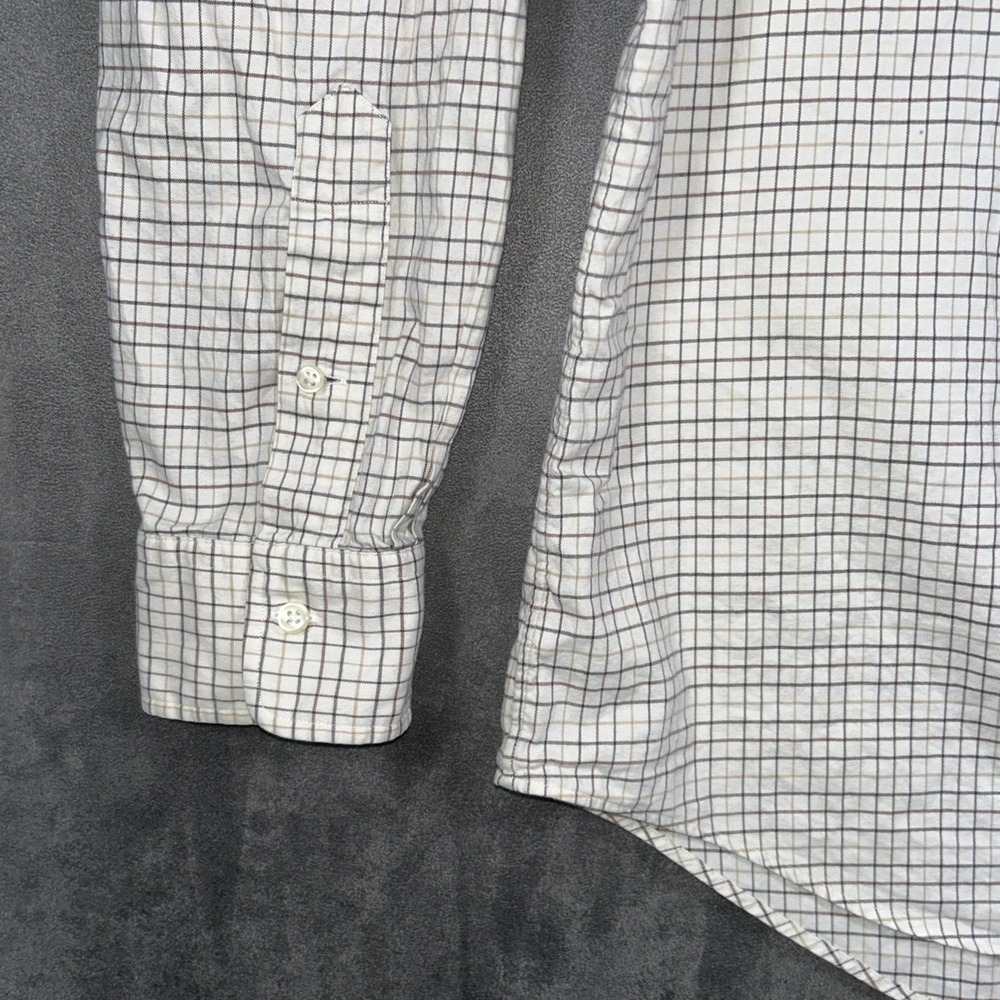 Polo Ralph Lauren Shirt Mens Large Ivory Brown Check Long Sleeve Button Up - Picture 6 of 13